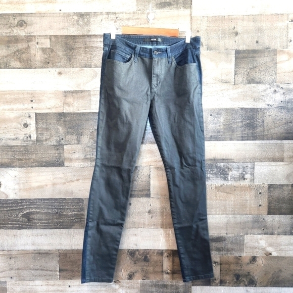 JOE'S Jeans Sandra Black Navy Blue Wax Coated Color Block Skinny Stretch sz 30 - Picture 2 of 10